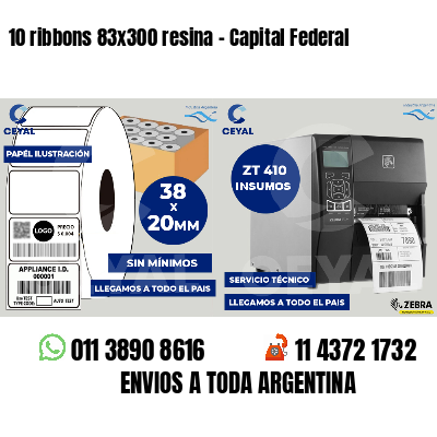 10 ribbons 83x300 resina - Capital Federal