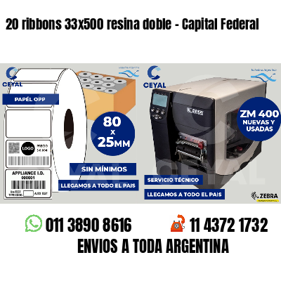 20 ribbons 33x500 resina doble - Capital Federal