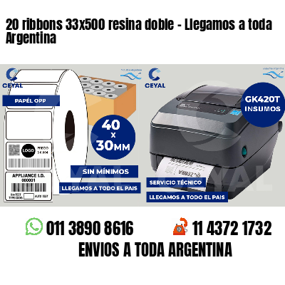 20 ribbons 33x500 resina doble - Llegamos a toda Argentina