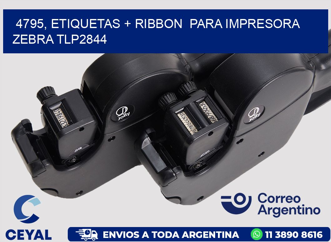 4795, etiquetas + ribbon  para impresora zebra TLP2844