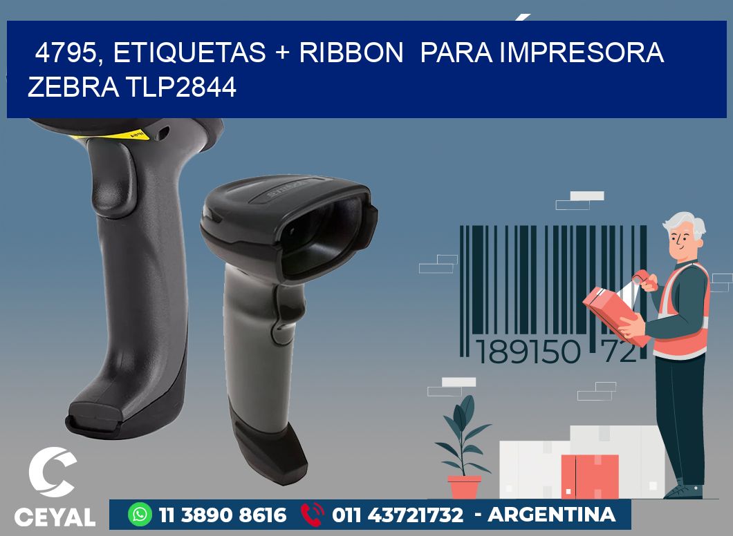 4795, etiquetas + ribbon  para impresora zebra TLP2844