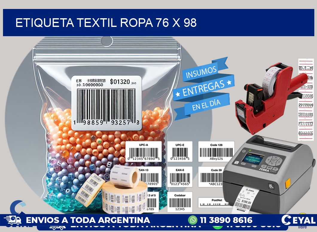 ETIQUETA TEXTIL ROPA 76 x 98