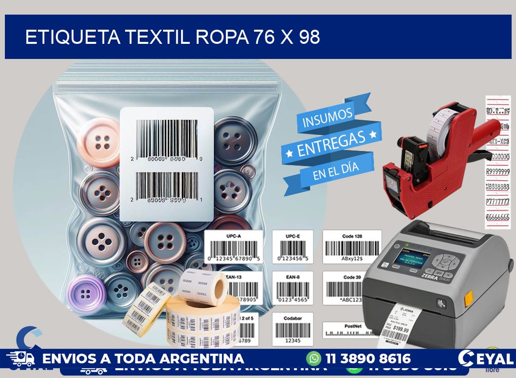 ETIQUETA TEXTIL ROPA 76 x 98