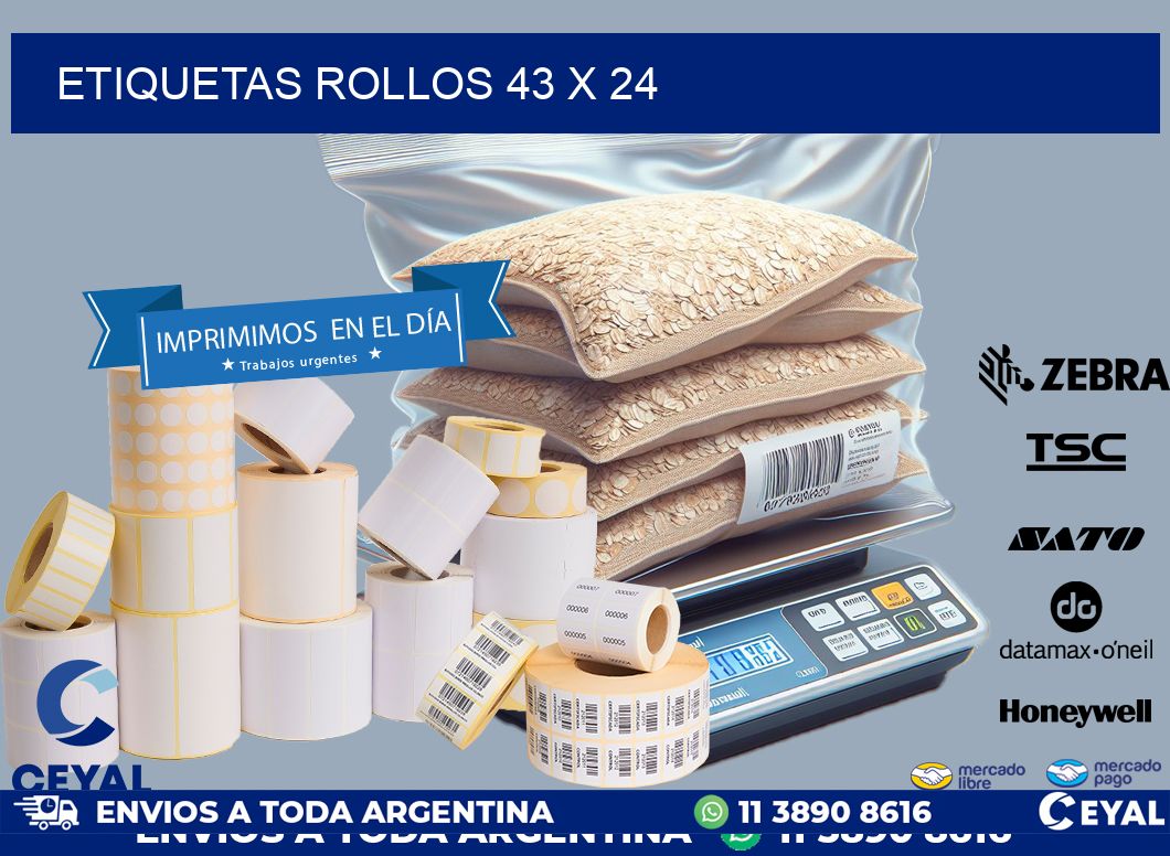 etiquetas rollos 43 x 24