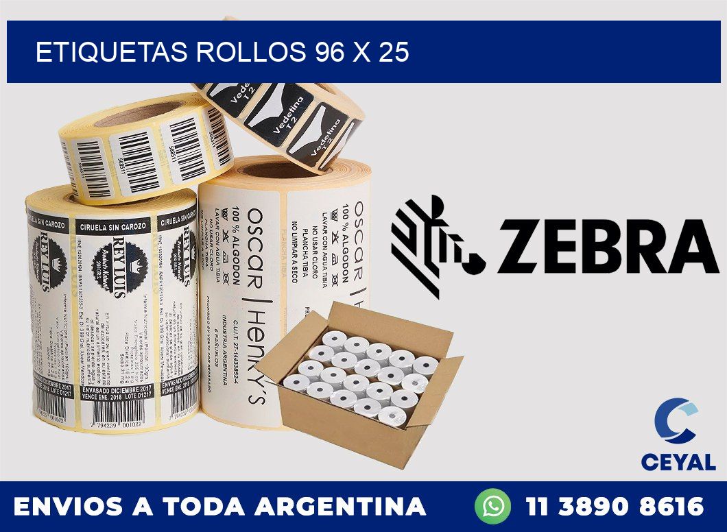 etiquetas rollos 96 x 25