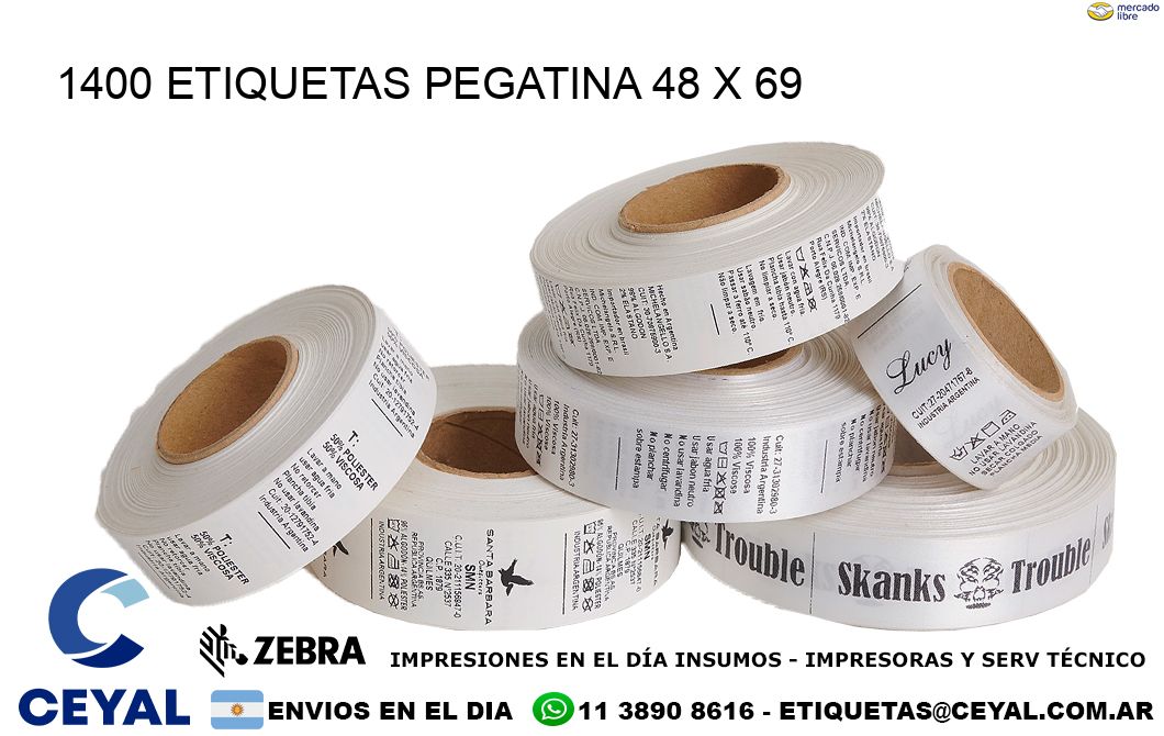 1400 ETIQUETAS PEGATINA 48 x 69