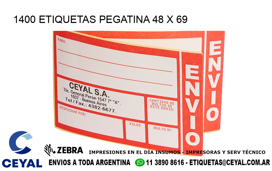 1400 ETIQUETAS PEGATINA 48 x 69