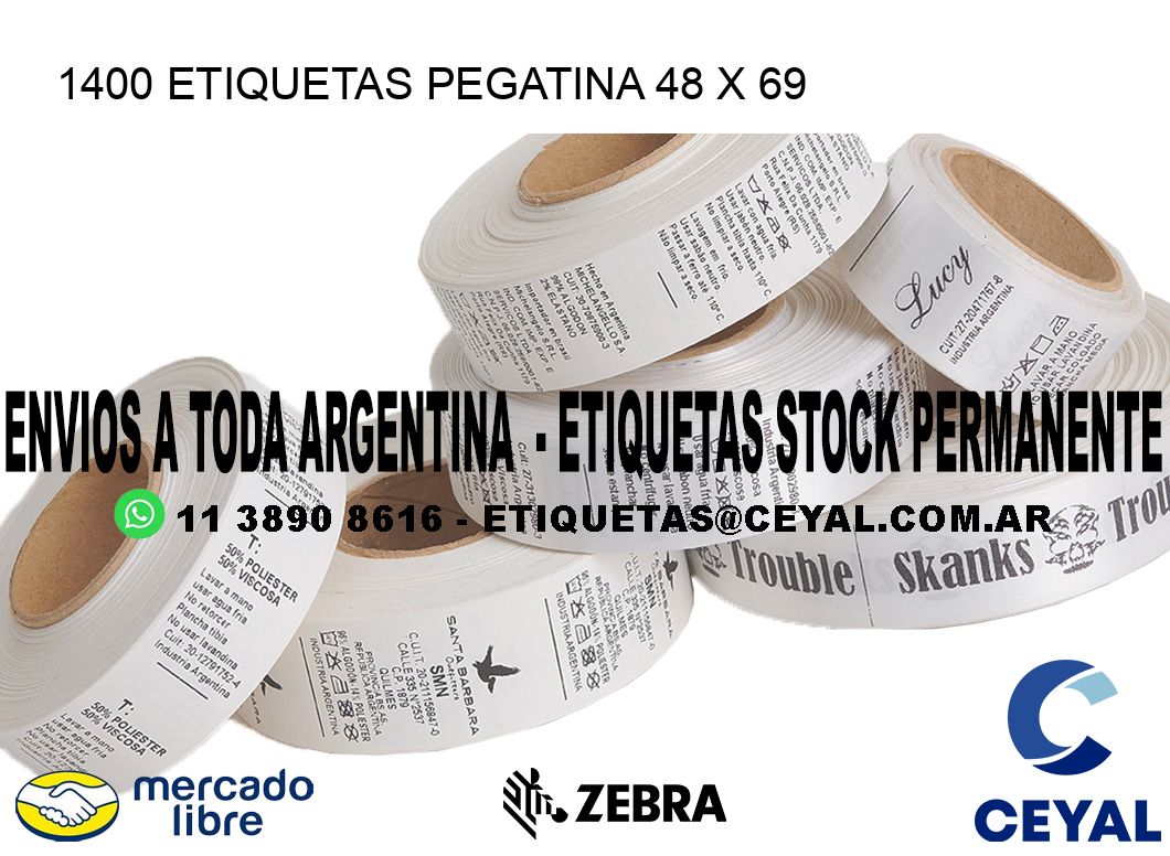 1400 ETIQUETAS PEGATINA 48 x 69