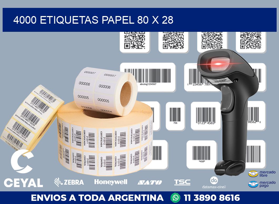 4000 ETIQUETAS PAPEL 80 x 28