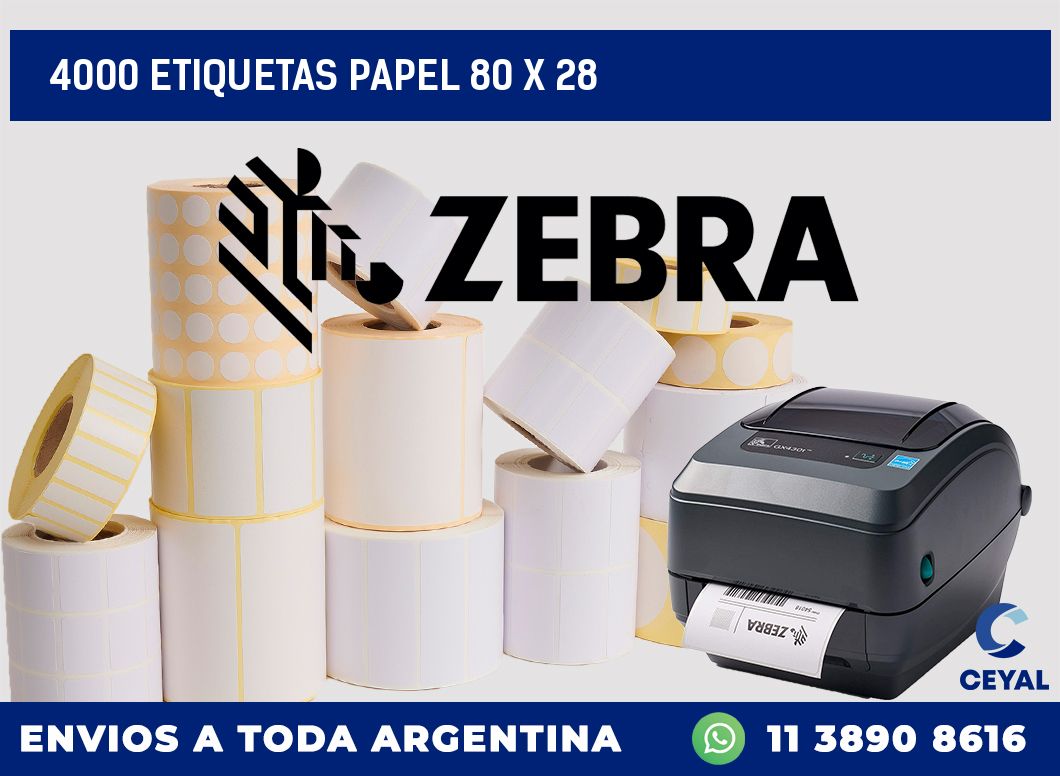 4000 ETIQUETAS PAPEL 80 x 28