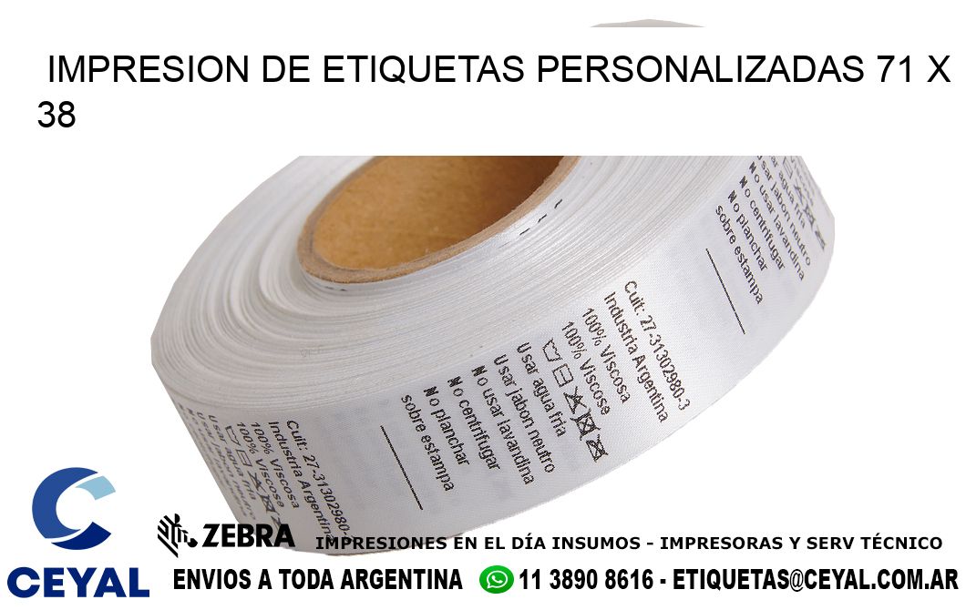 IMPRESION DE ETIQUETAS PERSONALIZADAS 71 x 38