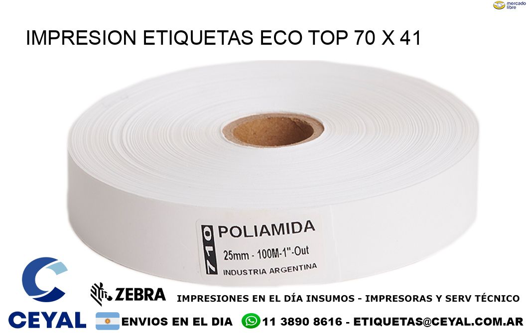 IMPRESION ETIQUETAS ECO TOP 70 x 41