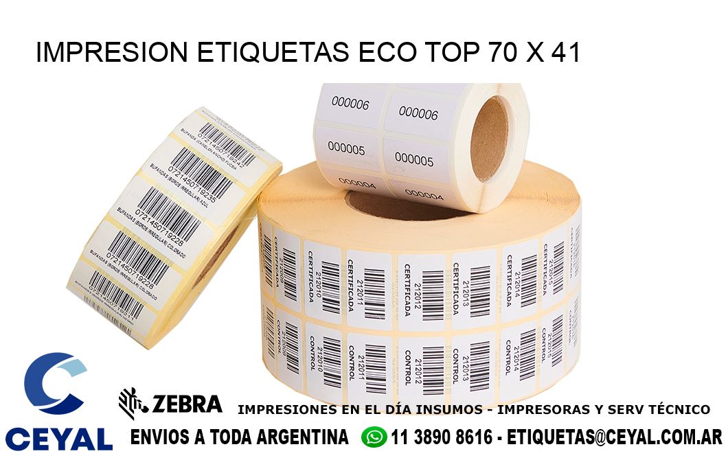 IMPRESION ETIQUETAS ECO TOP 70 x 41