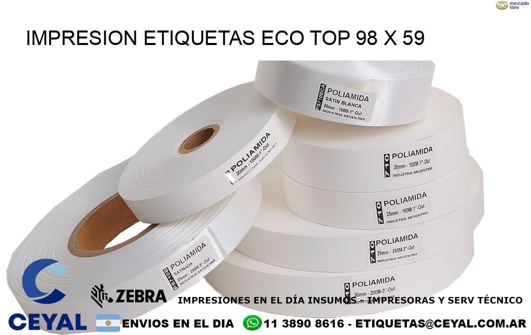 IMPRESION ETIQUETAS ECO TOP 98 x 59