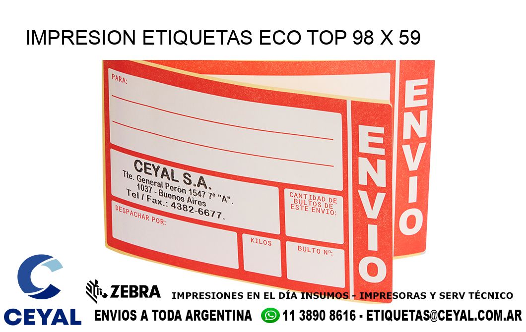 IMPRESION ETIQUETAS ECO TOP 98 x 59