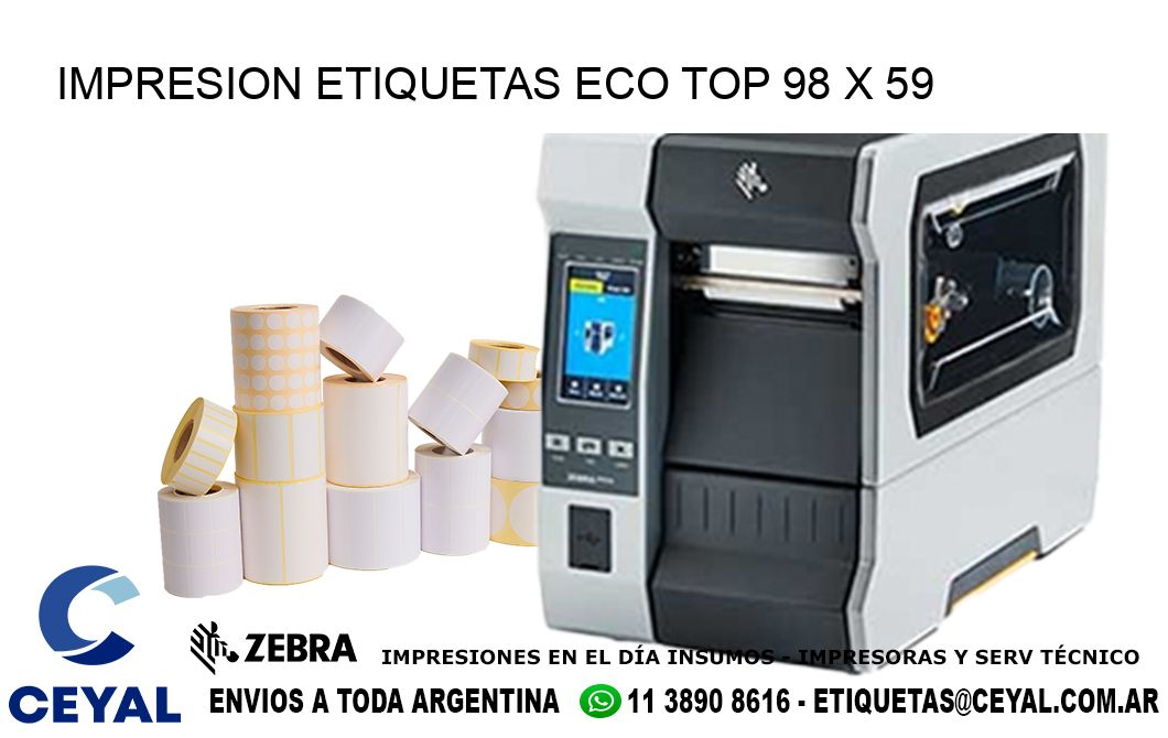 IMPRESION ETIQUETAS ECO TOP 98 x 59