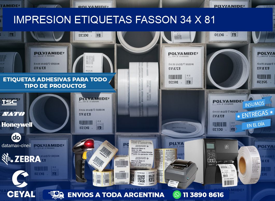 IMPRESION ETIQUETAS FASSON 34 x 81