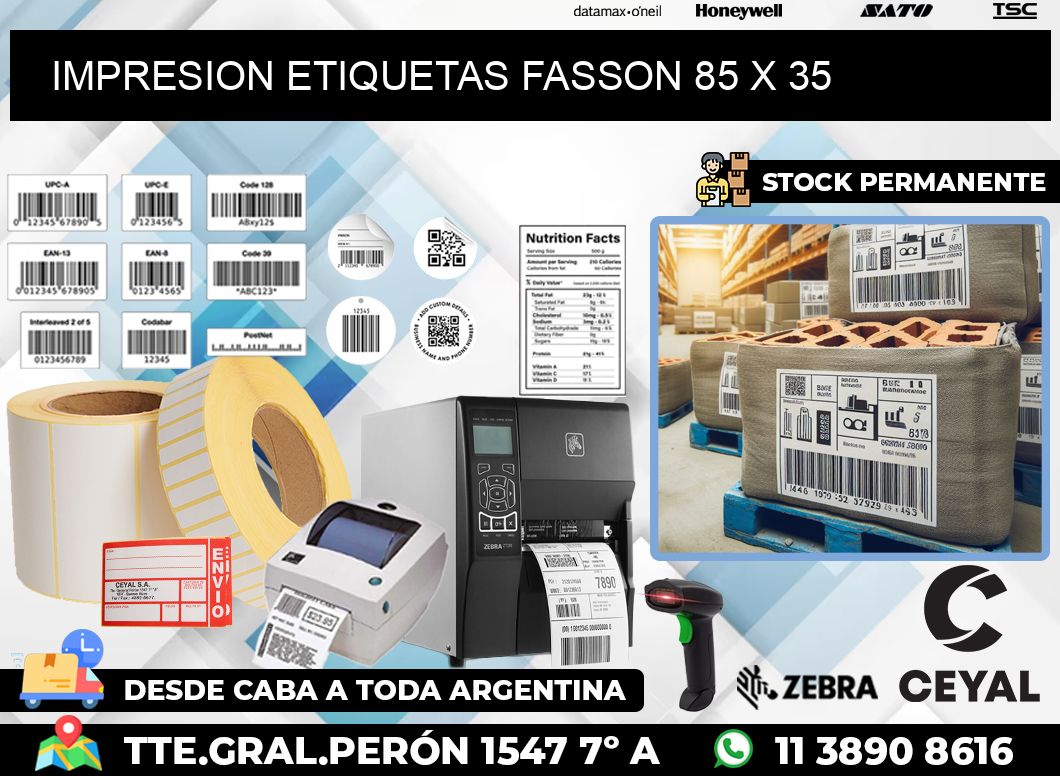 IMPRESION ETIQUETAS FASSON 85 x 35