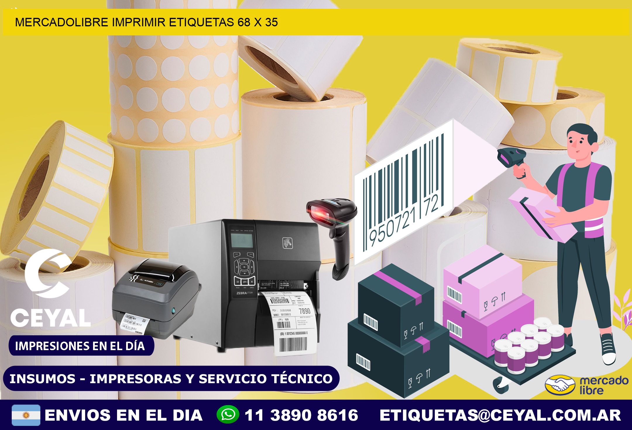 MERCADOLIBRE IMPRIMIR ETIQUETAS 68 x 35