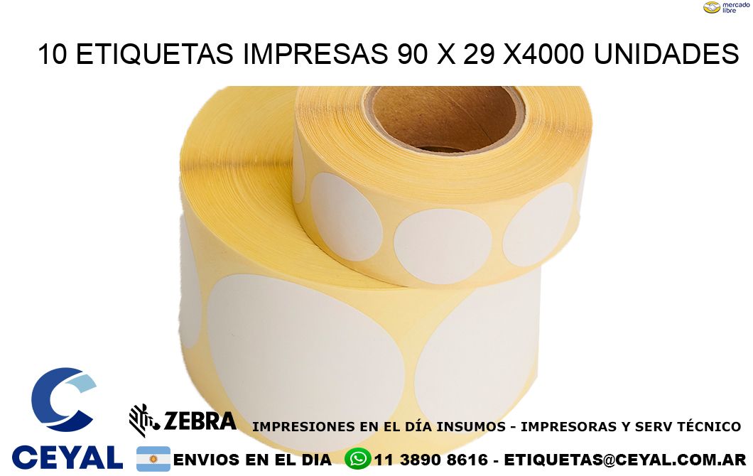 10 ETIQUETAS IMPRESAS 90 x 29 X4000 UNIDADES