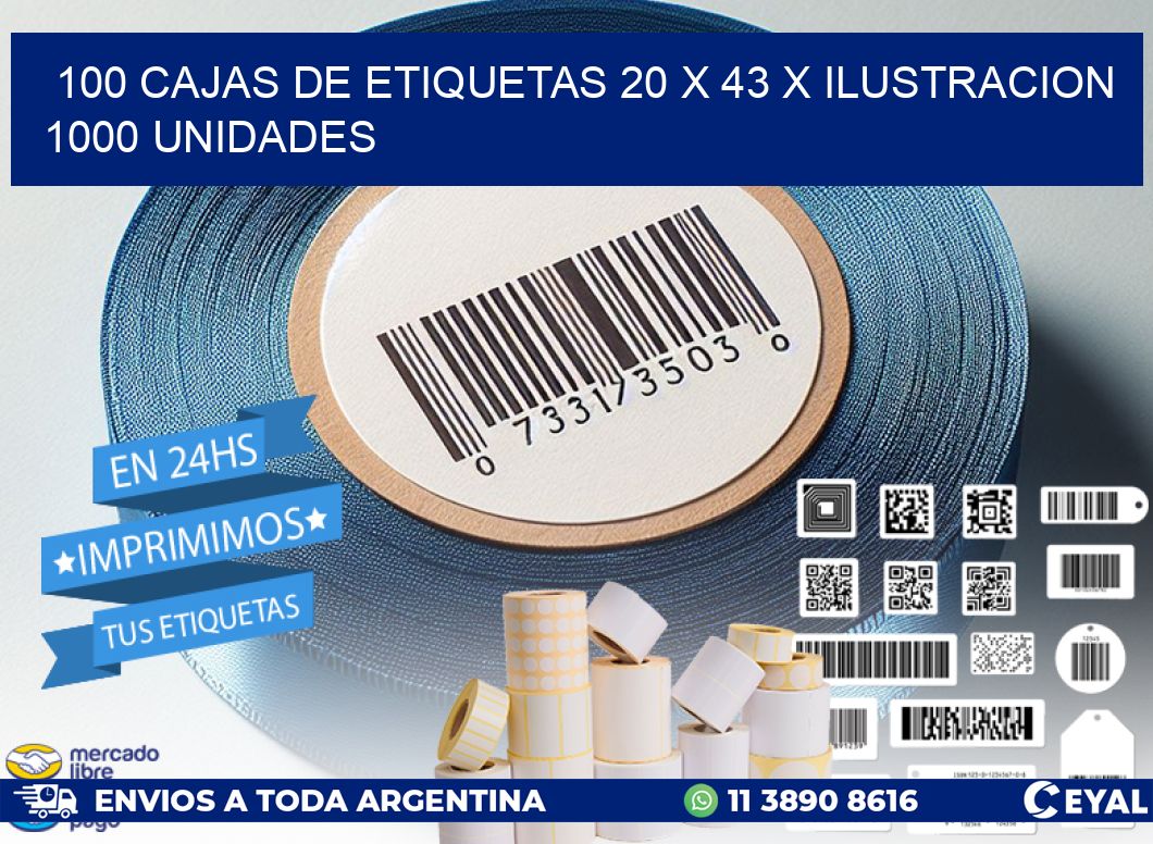 100 CAJAS DE ETIQUETAS 20 x 43 X ILUSTRACION 1000 UNIDADES