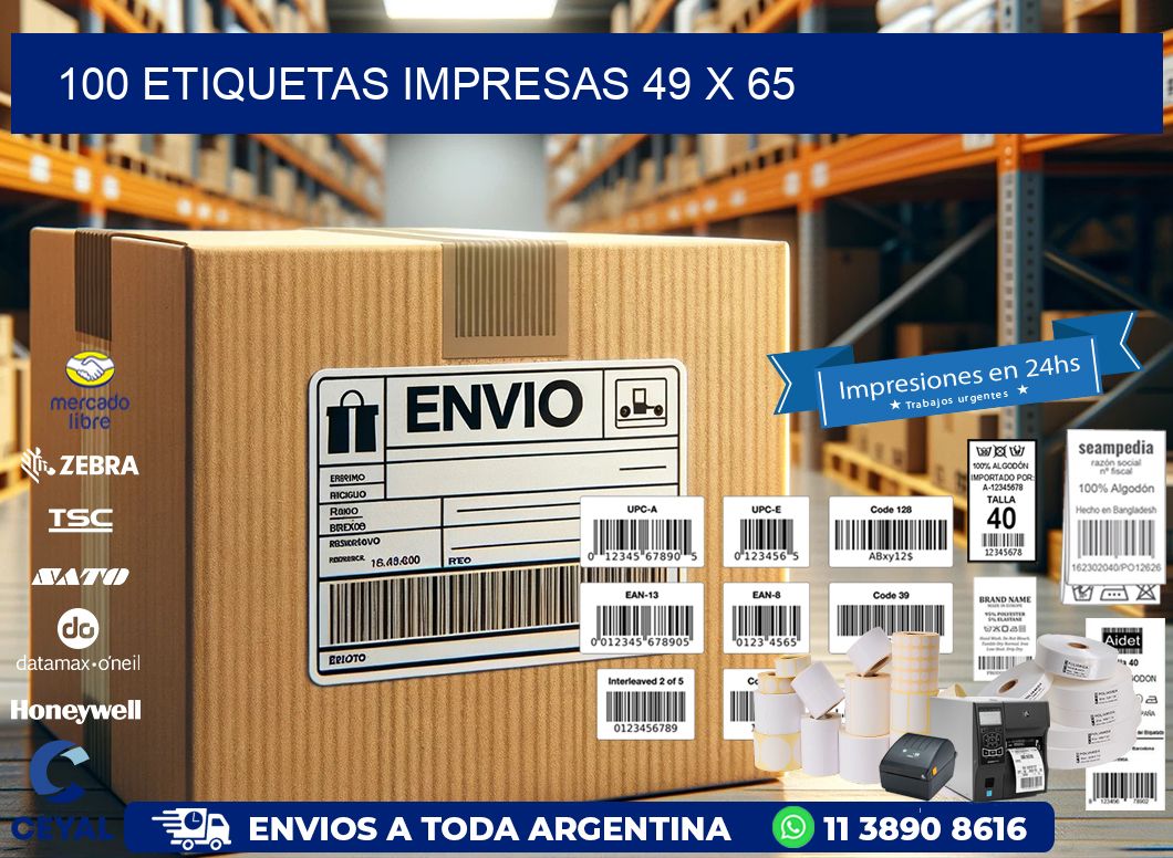 100 ETIQUETAS IMPRESAS 49 x 65