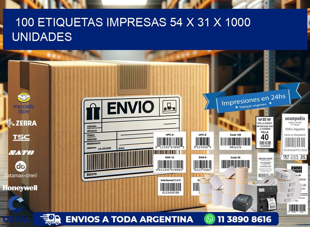 100 ETIQUETAS IMPRESAS 54 x 31 X 1000 UNIDADES