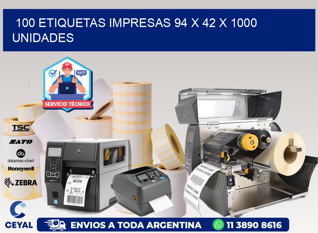 100 ETIQUETAS IMPRESAS 94 x 42 X 1000 UNIDADES