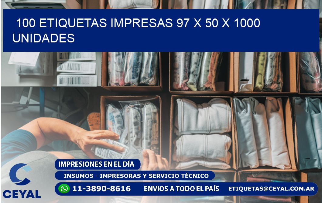 100 ETIQUETAS IMPRESAS 97 x 50 X 1000 UNIDADES