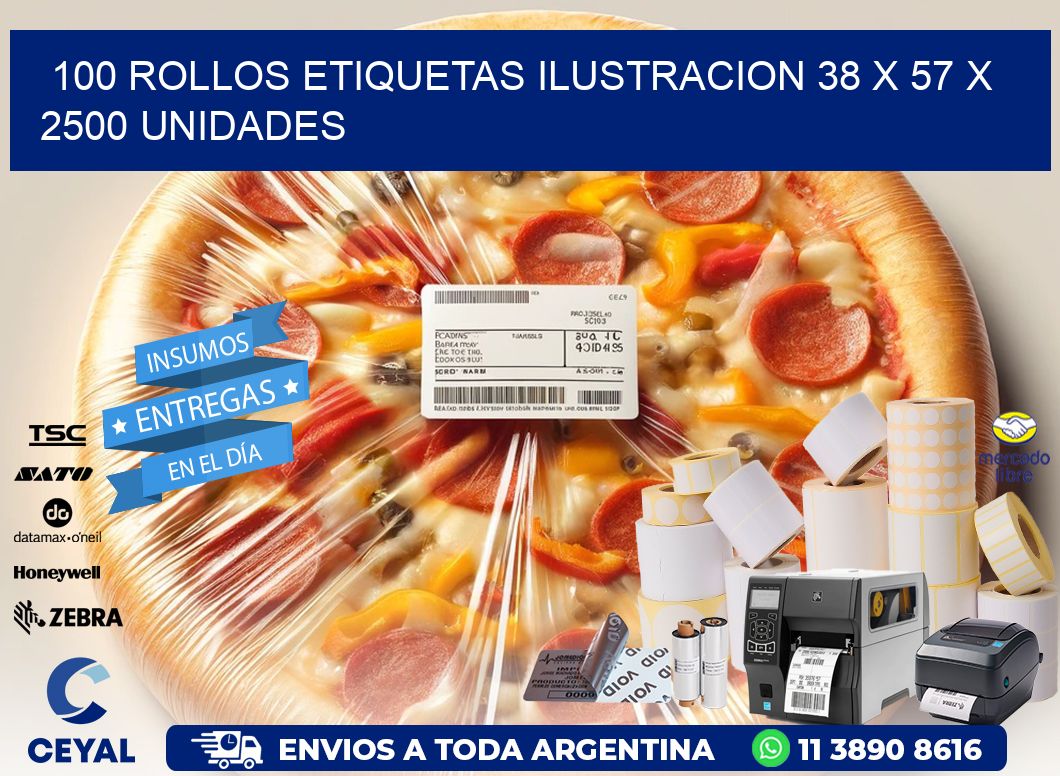 100 ROLLOS ETIQUETAS ILUSTRACION 38 x 57 X 2500 UNIDADES