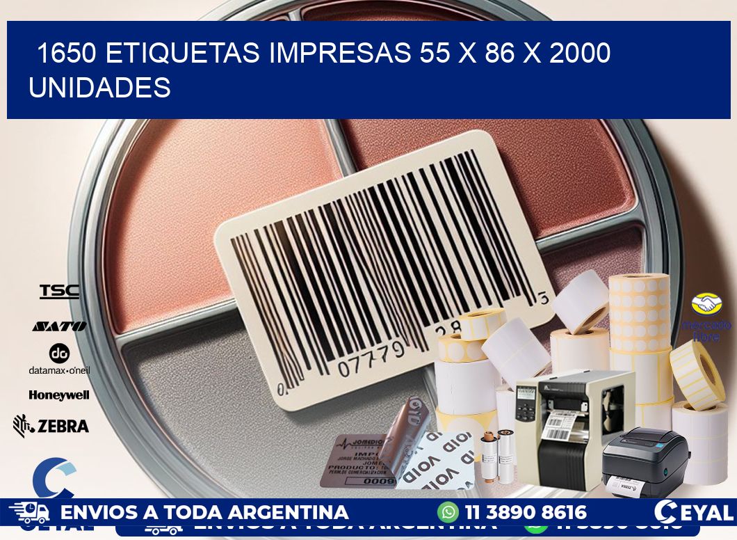 1650 ETIQUETAS IMPRESAS 55 x 86 X 2000 UNIDADES