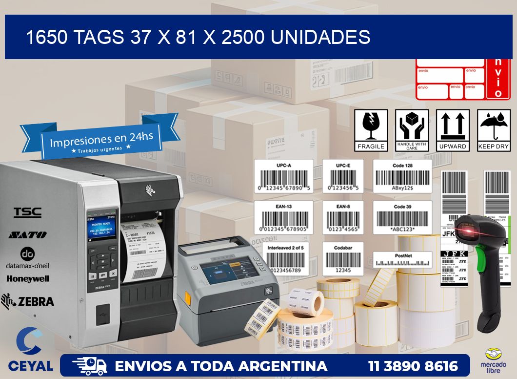 1650 TAGS 37 x 81 X 2500 UNIDADES