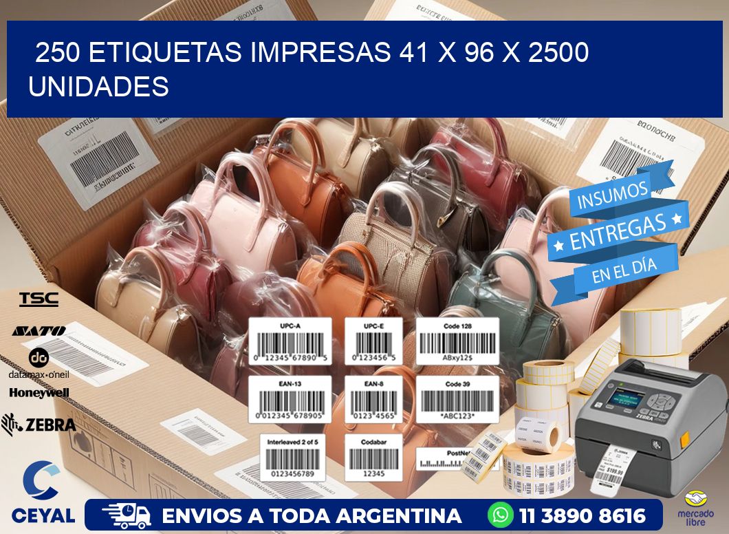 250 ETIQUETAS IMPRESAS 41 x 96 X 2500 UNIDADES