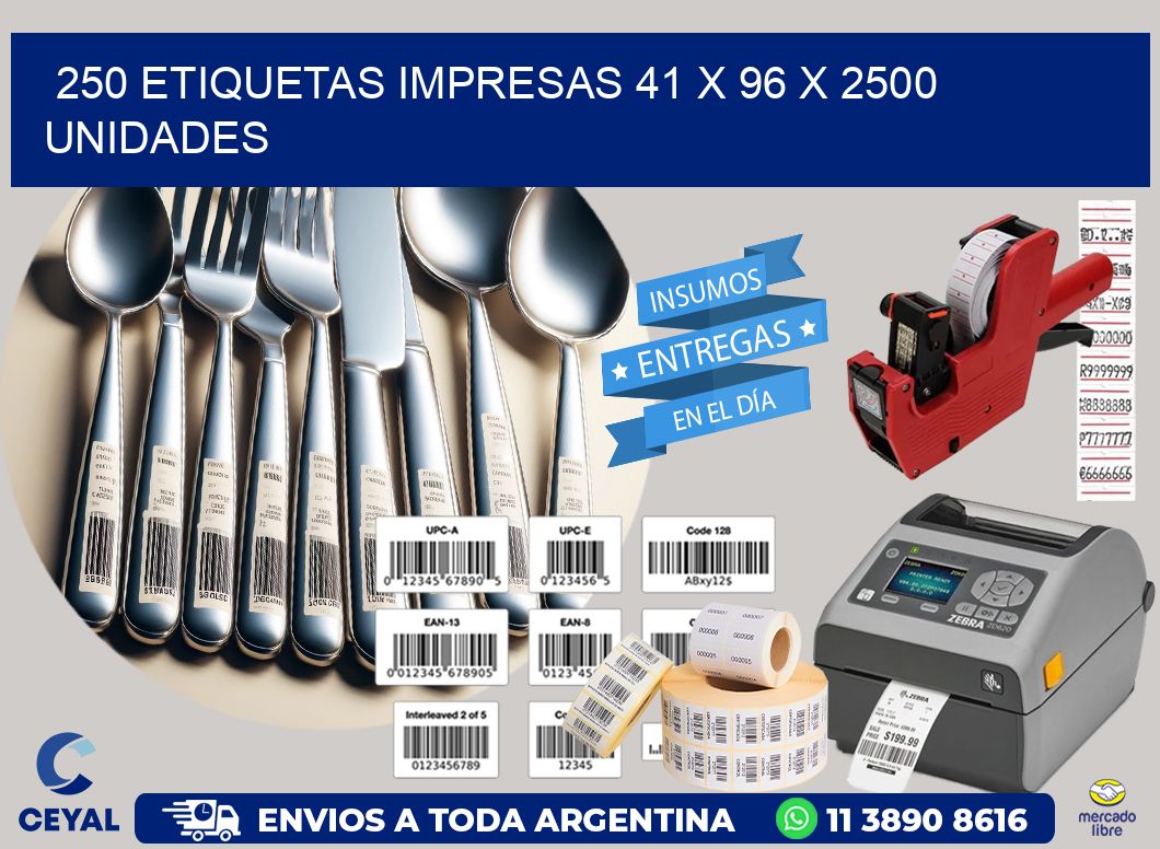 250 ETIQUETAS IMPRESAS 41 x 96 X 2500 UNIDADES