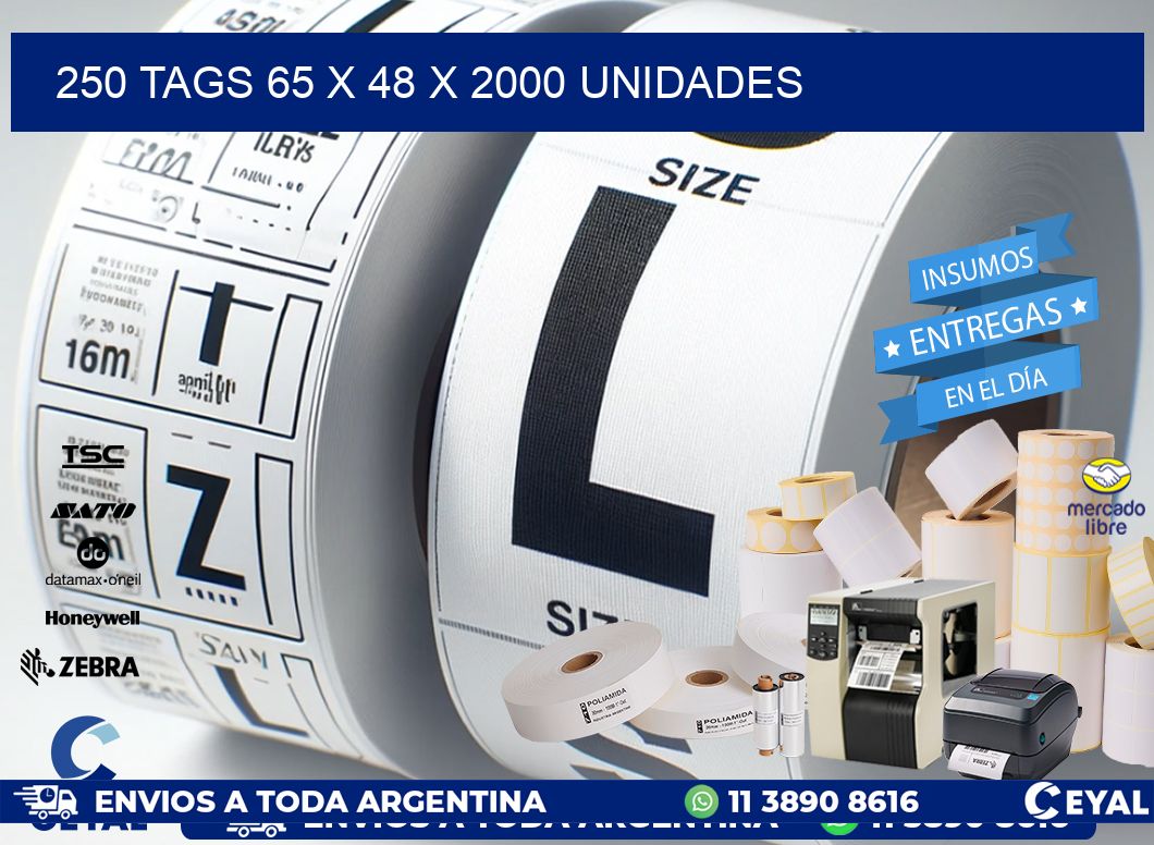 250 TAGS 65 x 48 X 2000 UNIDADES