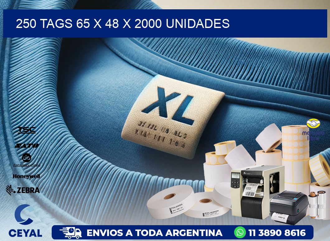 250 TAGS 65 x 48 X 2000 UNIDADES