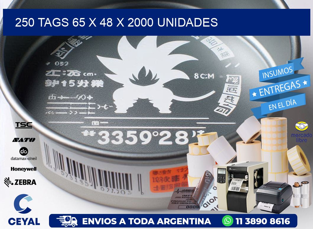 250 TAGS 65 x 48 X 2000 UNIDADES