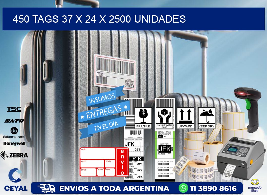 450 TAGS 37 x 24 X 2500 UNIDADES