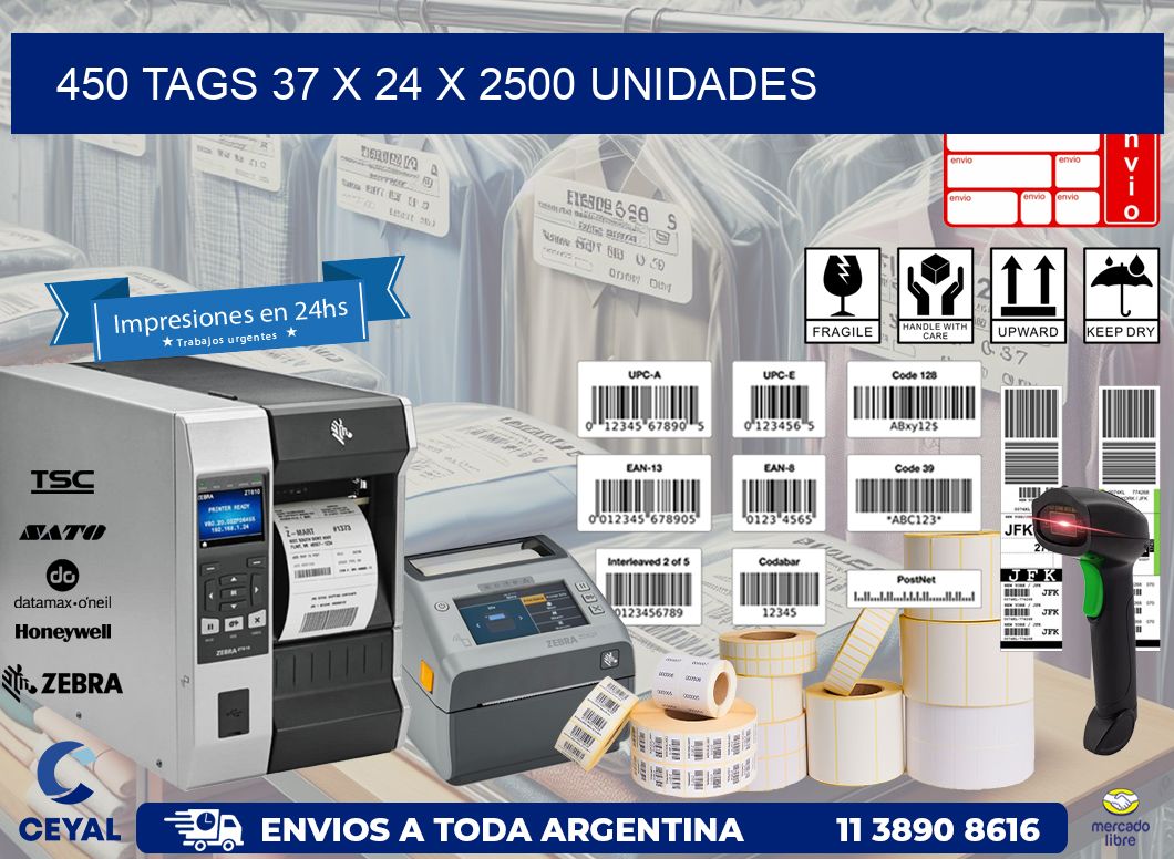 450 TAGS 37 x 24 X 2500 UNIDADES