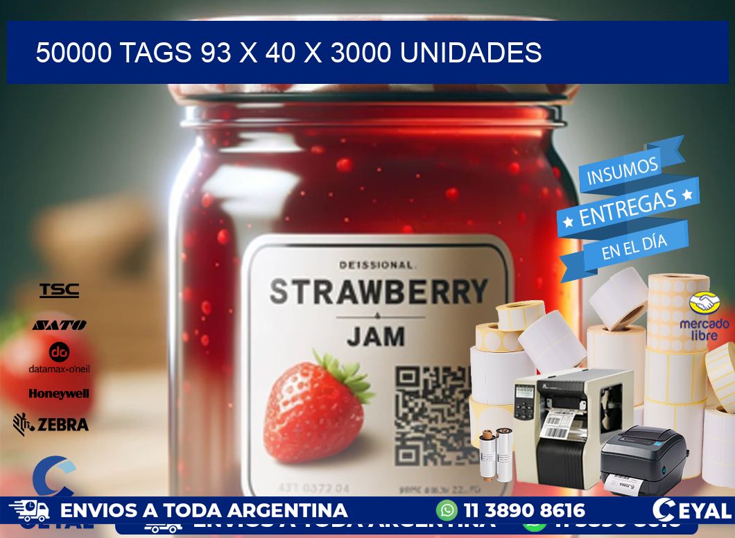 50000 TAGS 93 x 40 X 3000 UNIDADES