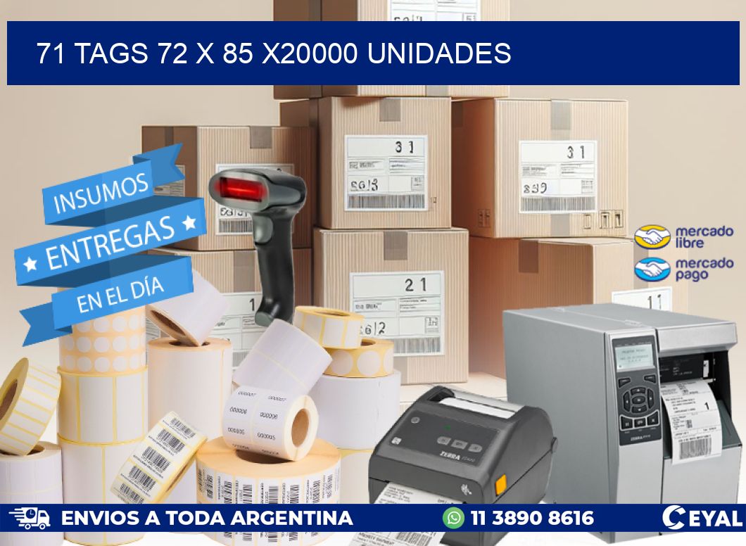 71 TAGS 72 x 85 X20000 UNIDADES