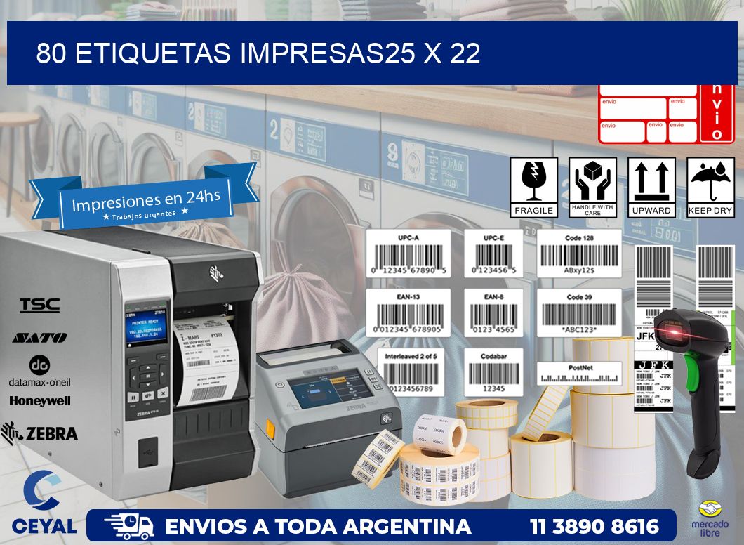 80 ETIQUETAS IMPRESAS25 x 22