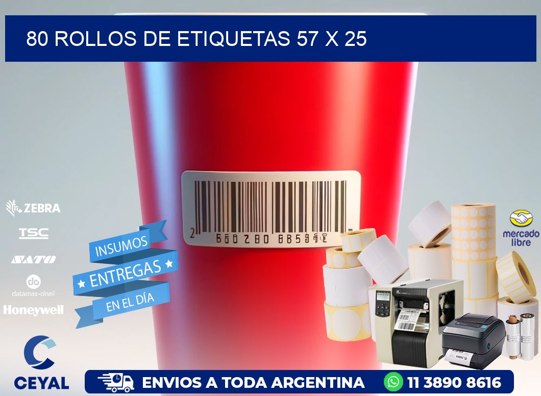 80 ROLLOS DE ETIQUETAS 57 x 25