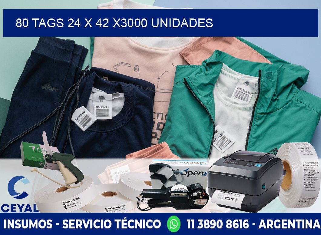 80 TAGS 24 x 42 X3000 UNIDADES