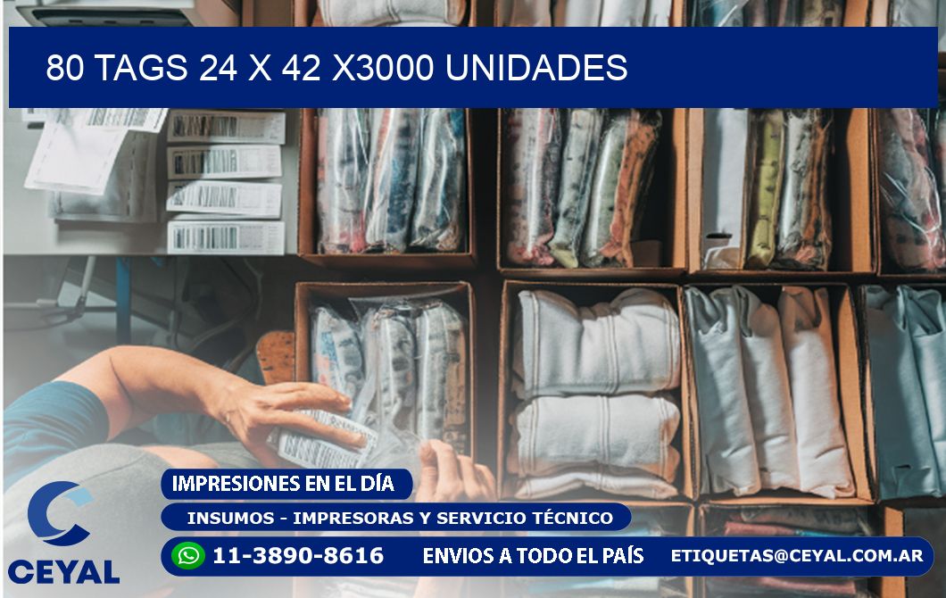 80 TAGS 24 x 42 X3000 UNIDADES