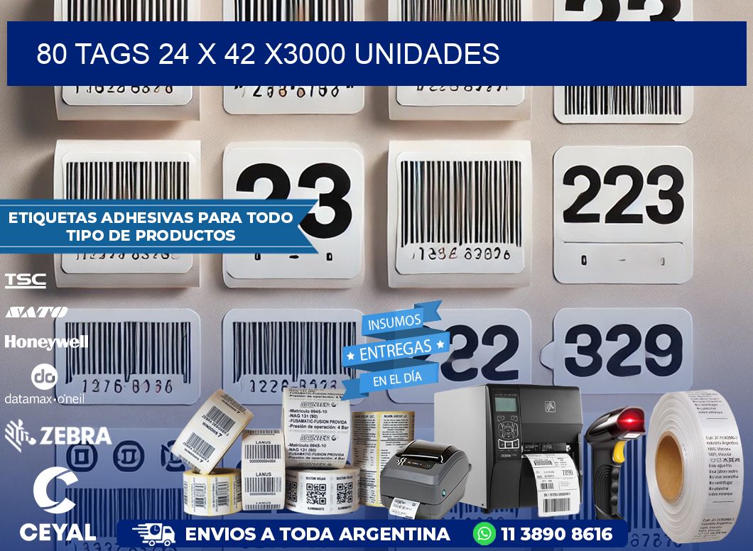 80 TAGS 24 x 42 X3000 UNIDADES