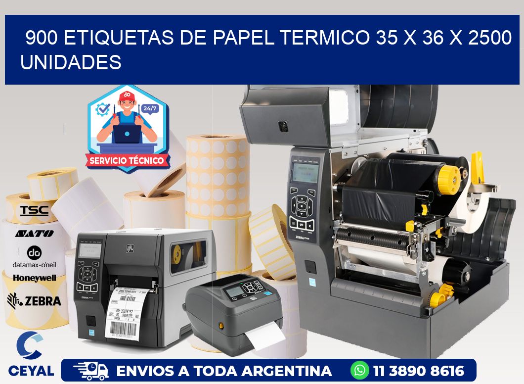 900 ETIQUETAS DE PAPEL TERMICO 35 x 36 X 2500 UNIDADES