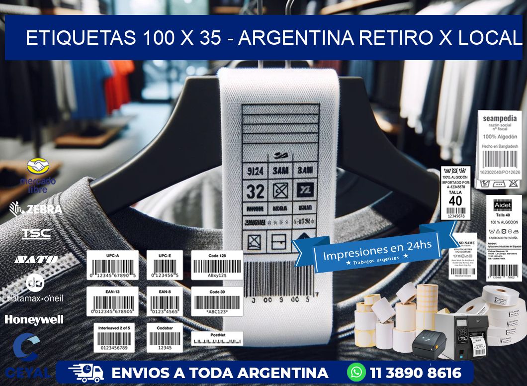 ETIQUETAS 100 x 35 - ARGENTINA RETIRO X LOCAL