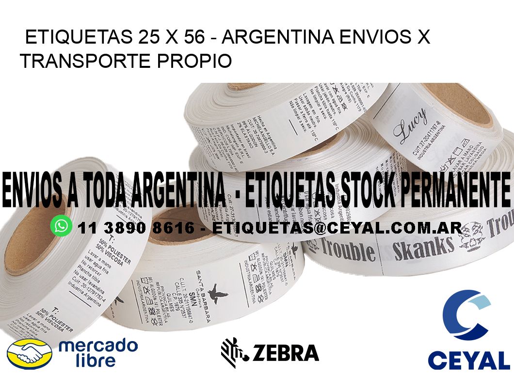 ETIQUETAS 25 x 56 - ARGENTINA ENVIOS X TRANSPORTE PROPIO