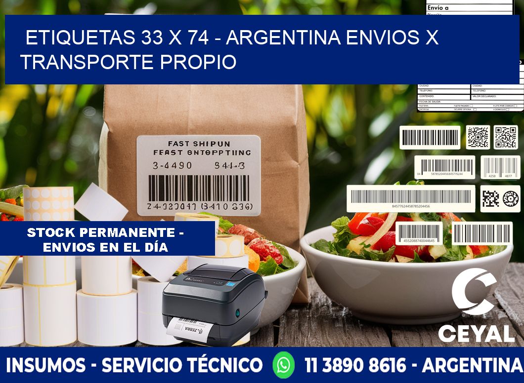 ETIQUETAS 33 x 74 - ARGENTINA ENVIOS X TRANSPORTE PROPIO